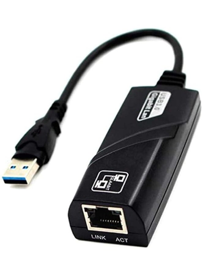 Black USB 3.0 to RJ45 Ethernet LAN Adapter - Image 2